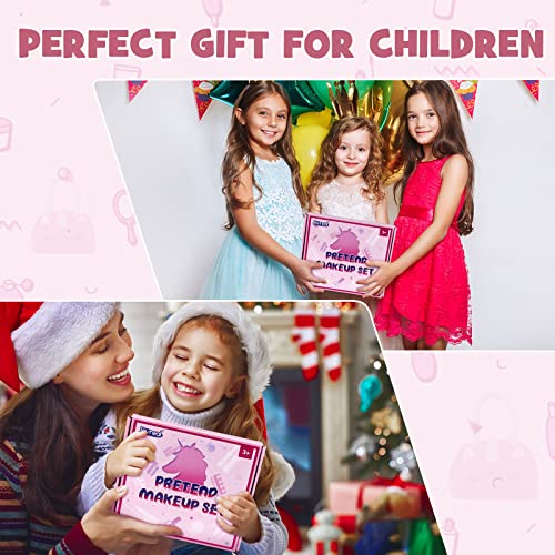 Kinderschminke Set Mädchen, 20 Stücke Make Up Spielzeug, Rollenspiel Geschenk Spielzeug ab 3 Jahre (Kein Echtes Makeup)