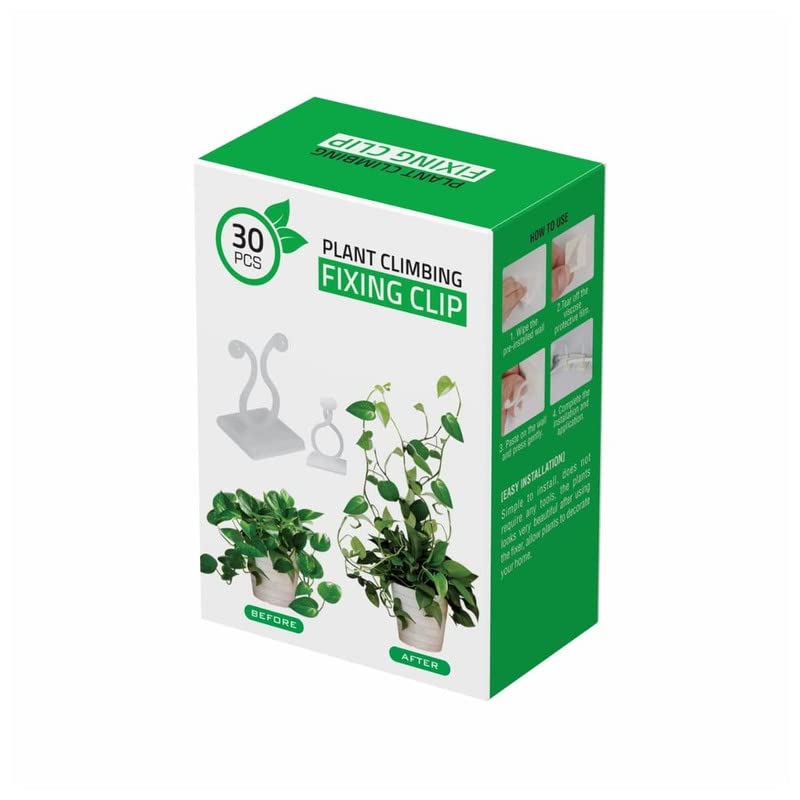 30 Pcs Money Plant Support Garden Clips | Self-Adhesive Vine Clips for Climbers, Indoor Cable Tie Hooks for Wall & Balcony Plants – White & Green-image-21
