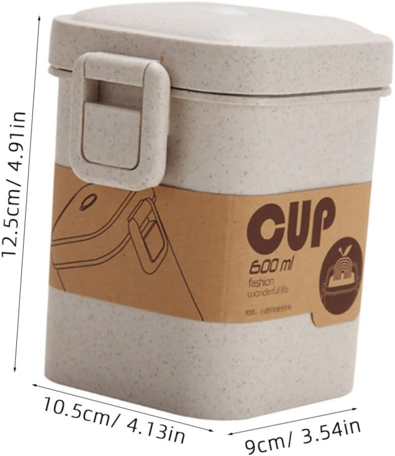 Leakproof Soup Cup Mug, Buckle Design, Plastic, Beige for Work