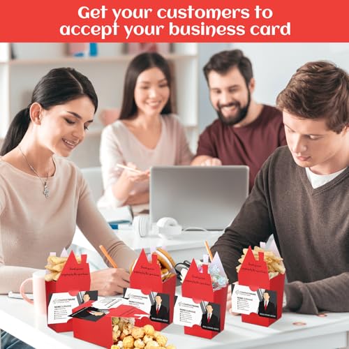 Image of Hoolerry 100 Set Open House Gift Real Estate Agent Supplies Popcorn Box with Card Holder Open House Supplies Business Gift Card Thank You for Popping by Candy Box for Estate Agent Favors(Red)