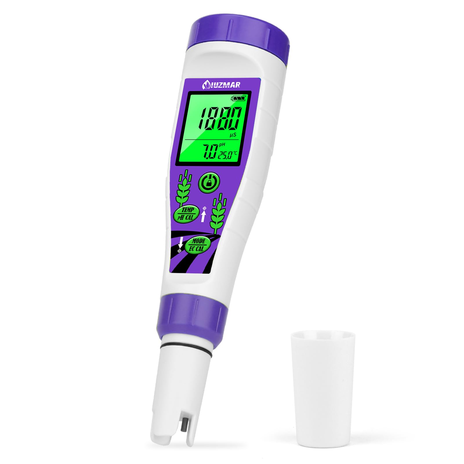 UIUZMAR pH EC Mètre pour L'eau Affichage Simultané pH TDS Temp Testeur | Appareil Numérique 4 en 1 pour Mesurer le pH/TDS/EC/Température de L'eau pour Hydroponique Piscine, Aquarium