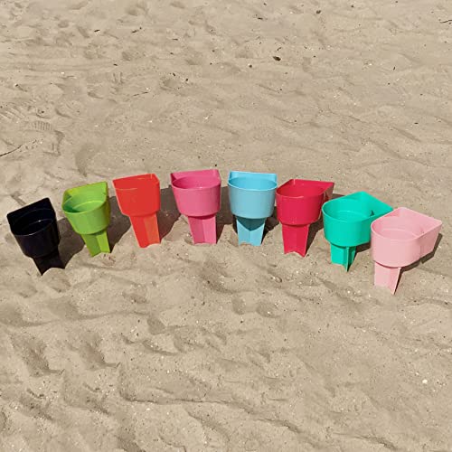Home Queen Portable Beach Cup Holder With Pocket, Sand Coaster Cups For Beverage, Phone, Wallet, Beach Accessories For Vacation, 8-Pack #TOP4