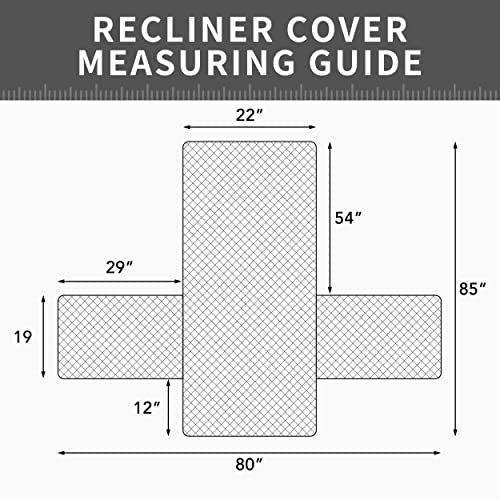 Issuntex Super Anti-Slip Recliner Couch Covers For Living Room, Water Resistant Sofa Cover Quilted Sofa Slipcover Furniture Protectors For Dogs, Pets, Kids (Recliner, Gray) #TOP6
