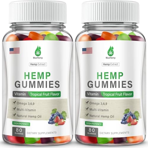 51NeKBfvzFL Hemp Gummies for Pain, Sleep, Anxiety - 2 Packs Hemp Gummy 100% Natural Organic Extra Strength High Potency with Pure Hemp Oil Extract Vegan Bear Candy