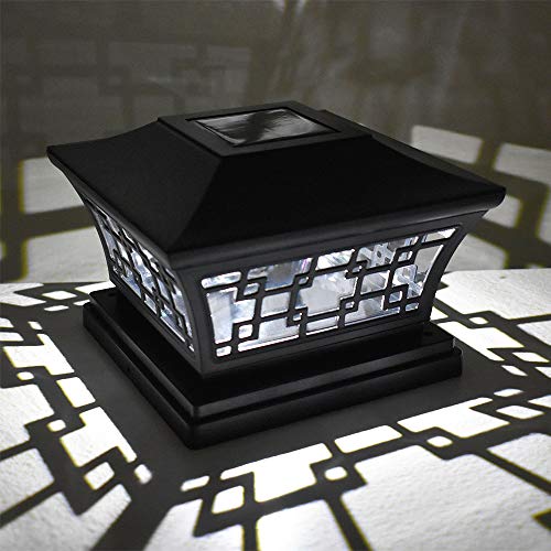 iGlow 8 Pack Vintage Bronze 6 x 6 Solar Post Light SMD LED Deck Cap Square Fence Outdoor Garden Landscape PVC Vinyl Wood