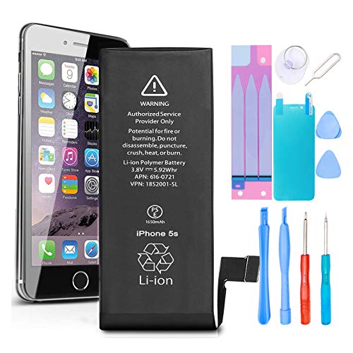 GLOBAL GOLDEN Batería para iPhone 5S iPhone 5C 1650mAh de Alta Capacidad Batería y con Kits de Herramientas de reparación, Cinta Adhesiva, Protector de Pantalla