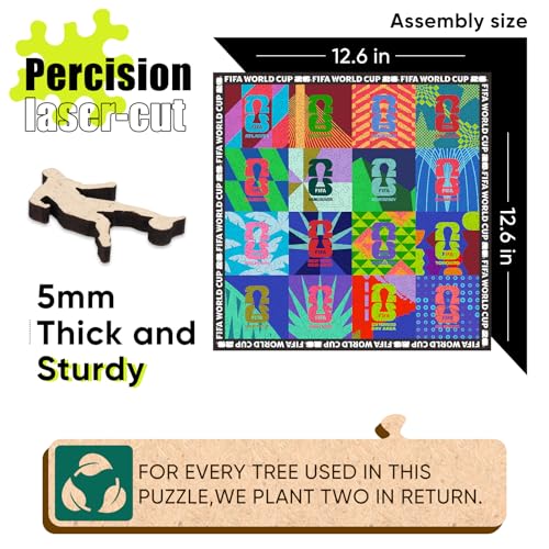 Image of FIFA World Cup 2026 Wooden Jigsaw Puzzle,Gift for Soccer Fan-Mosaic 300Pcs | Official Licensed,5MM Thick Soccer puzzles,Long-Lasting Display sports memorabilia collector,300 Pieces Irregular Shape