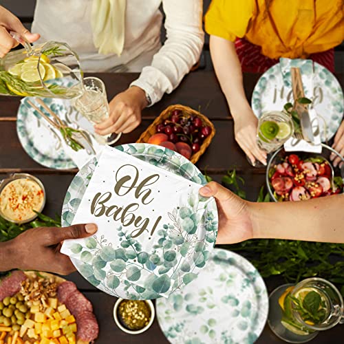 Sage Greenery Baby Shower Party Supplies Disposable Paper Plates Napkins Cups For Boho Greency Party Decorations, Serve 16. #TOP6
