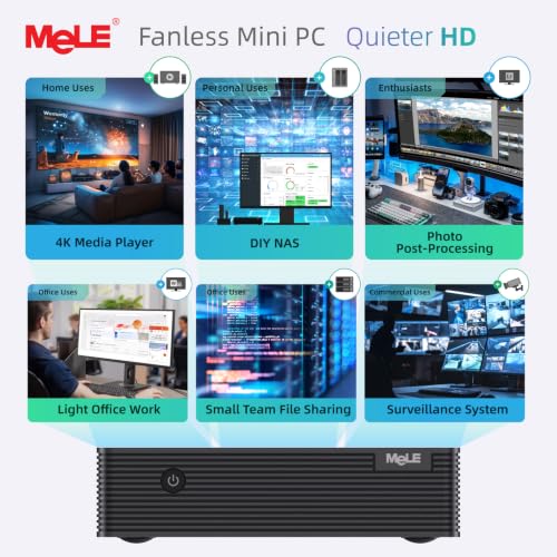 Image of MeLE Mini PC Quieter HD33, Fanless PC N150 8GB 256GB, Triple 4K Display