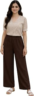 Tara wings Women’s Palazzo Pants | High Waist Flowy Palazzo | Soft Breathable Fabric | Wide Leg Comfortable Trousers, Offi... Price In India