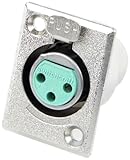 Switchcraft D3F 3-Pin Female XLR Panel Mount Plug, Nickel Finish