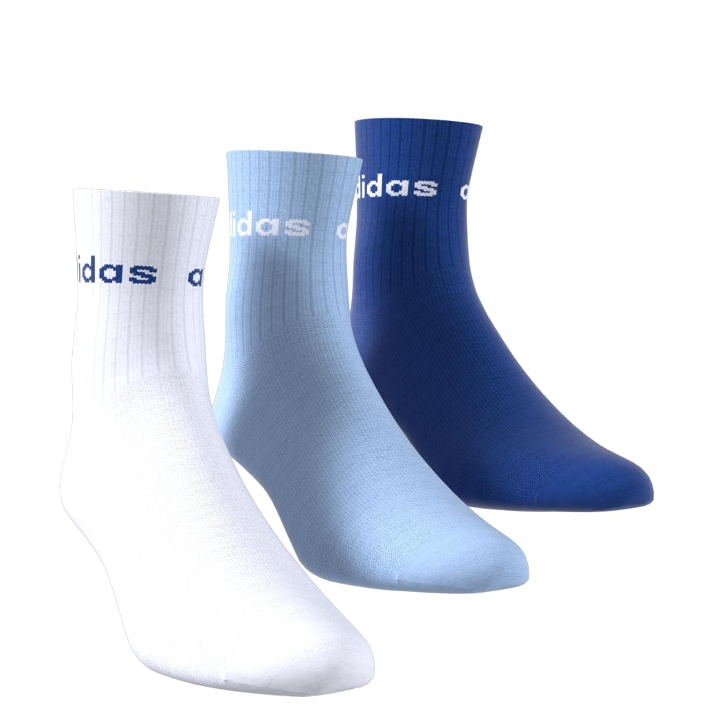 adidas Uniseks - dzieci LINEAR KIDS CREW 3 PAIRS PER PACK SOCKS, white/glow blue/team royal blue, 4-5 Years