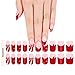 Semi Cured Gel Nail Strips 20 Pcs Christmas Red French Tip Gel Nail Wraps, Stickers, UV Light Required Nail Art Design Decoration Accessories