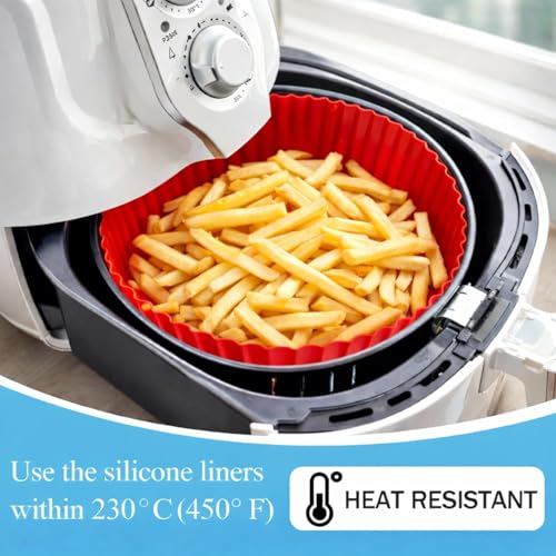 Image of Silicone Air Fryer Basket with Handles | Non-Stick Reusable Air Fryer Liner | Oil-Free Healthy Cooking | Easy Clean Heat Resistant Food Basket (MIDIUM, 1, Count)
