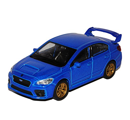 Welly Subaru Impreza WRX STI Bleu Couleur 1:36 (12cm) Modèle réduit en métal moulé sous Pression ouvrant des Portes Pullback Go Action Produit sous Licence...