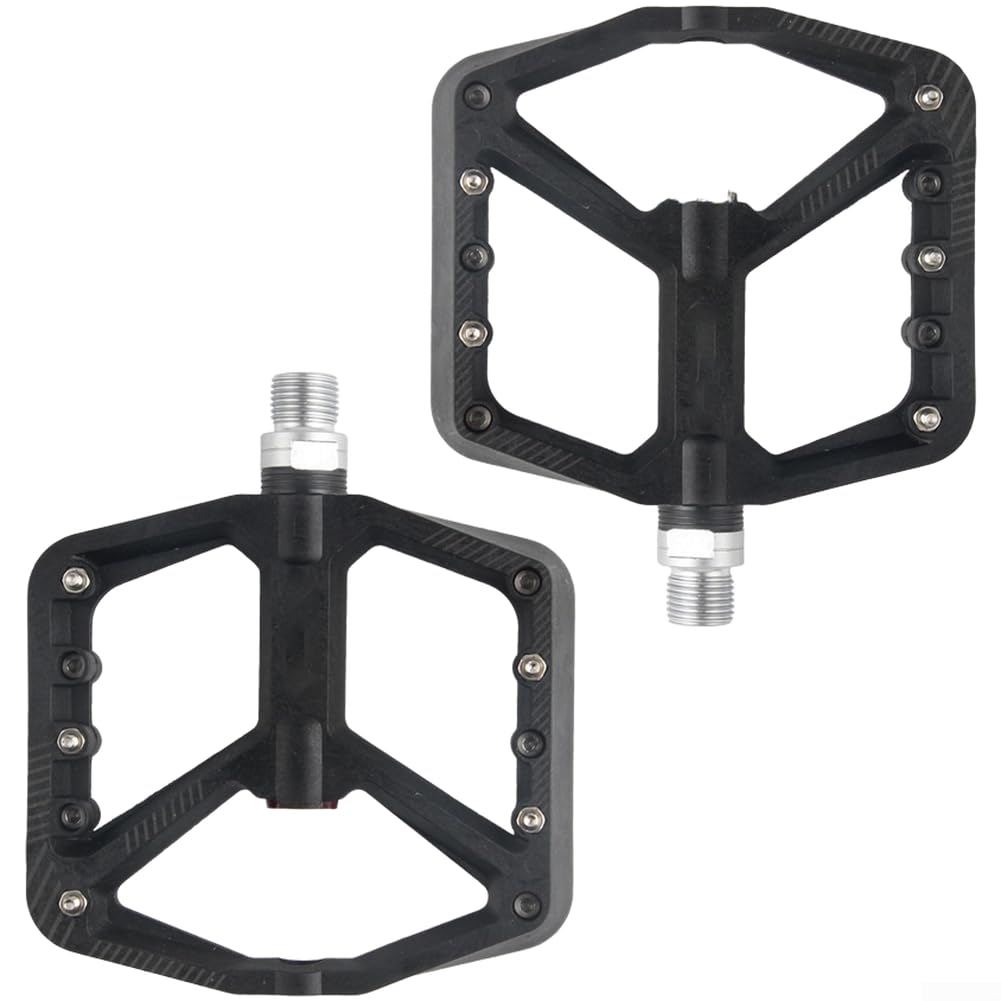 Nylon Fibre Bike Pedals with Sealed Bearings for Mountain Road Cycles - Wide Anti-Slip Platform 11cm(black)