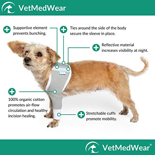 Image of Shoulder Protective Sleeve for Dogs - E-Collar Alternative - After Surgery Wear - for Hot Spots, Wounds, Bandages, and Other Skin Conditions (XS - Short Sleeve, Teal Green)