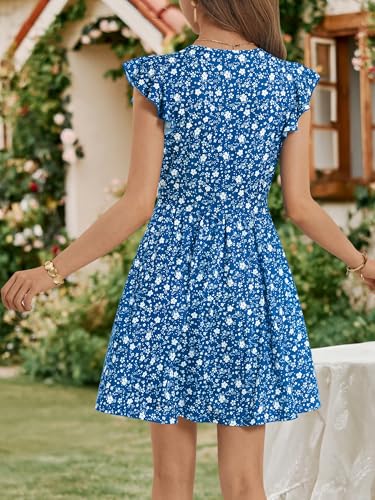 Image of HUHOT Women's Summer Casual Sundresses with Pocket V Neck Spring Floral Mini Beach Vacation Dress 2025