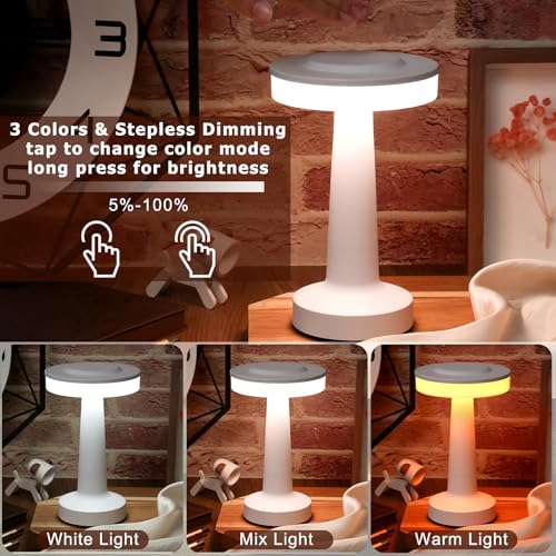 Image of Riakrum 4 Pcs LED Cordless Table Lamp Bulk Rechargeable,White