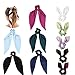 Silk Satin scrunchie scarf, Solid Colors scrunchie with scarf Including 5 Satin Hair Scarf & 5 Bunny Ear Scrunchies, Ribbon Bow Scrunchies for Ponytail Holder (10 Pcs Scarf & Ear scrunchies)