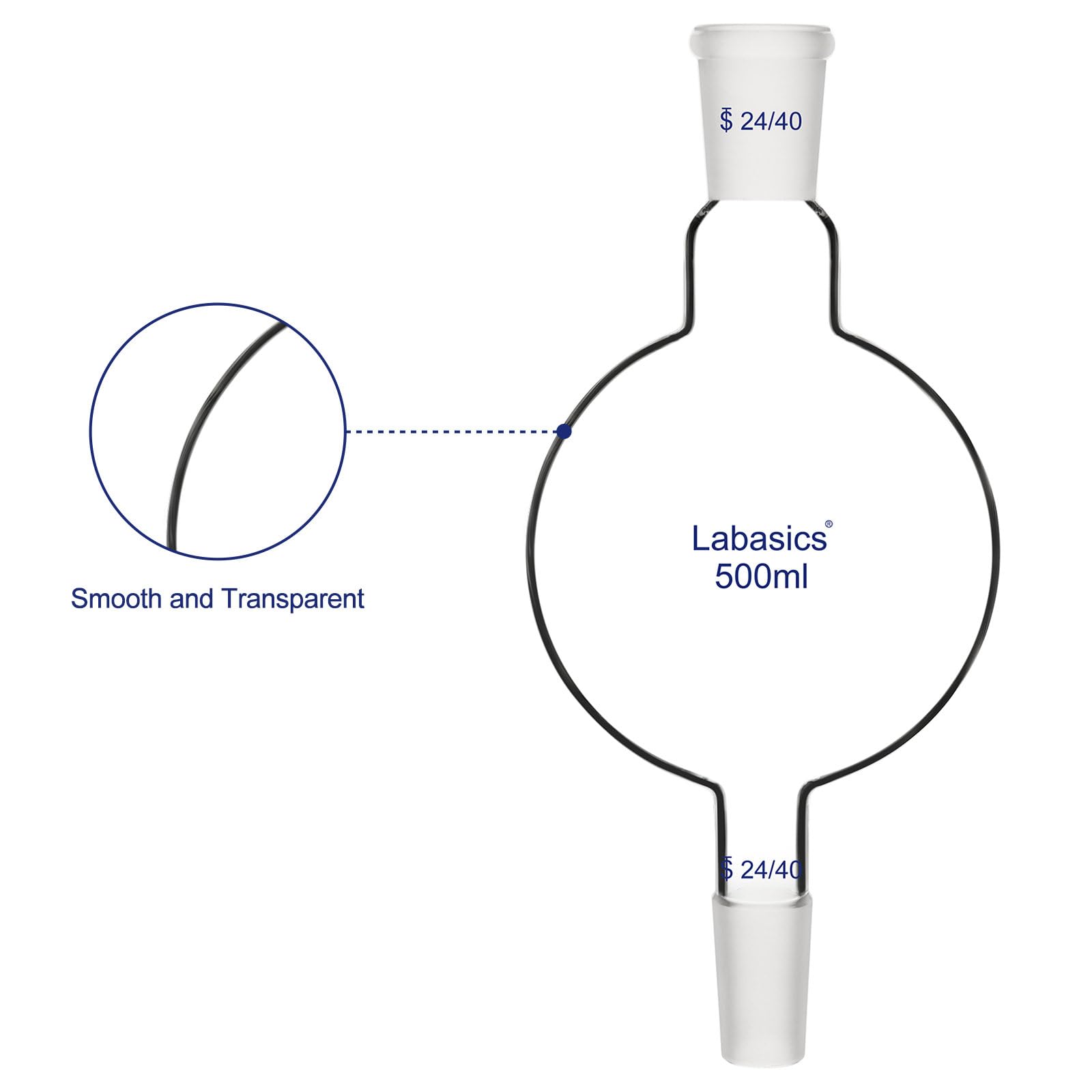 Labasics Réservoir de Chromatographie en Verre 500 ml, Verre Borosilicaté pour Expériences de Chromatographie