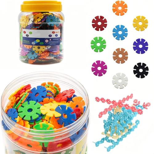 Huangsanye Dimensionale Spielzeuge für KinderSteckblumen in Dose - Großes Set Schneeflocken zum Stecken, Lernspielzeuge für Jungen und Mädchen, Montessori Spielzeug ab 1 Jahr, Lernspielzeug für Kinder