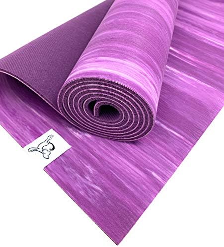 Tiggar Yoga mat - 100% Eco Friendly, Natural Rubber Material, excellent for support and stability in all types of yoga and pilates. (MIXED PURPLE AND WHITE, 4MM X 72)