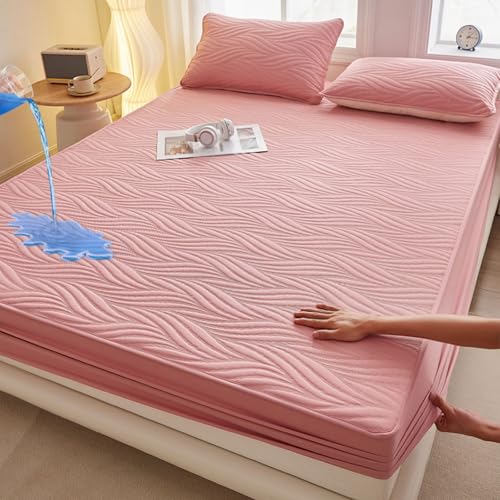 GWFBLID Funda de Cama Impermeable Sábana Bajera Ajustable Resistente al Pelo de Mascotas Protector de colchón para niños Funda de Forro de Cama con Tela Impermeable Transpirable Sábana Bajera Cama