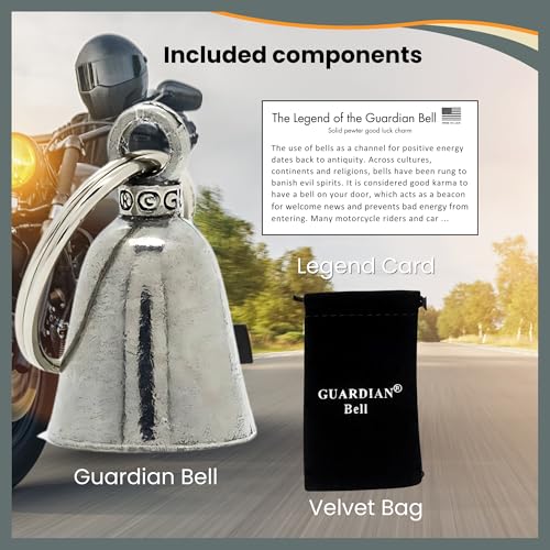 Ghost Rider Good Luck Bell w/Keyring & Black Velvet Gift Bag | Motorcycle Bell | Lead-Free Pewter | Good Luck Gift | Made in USA…