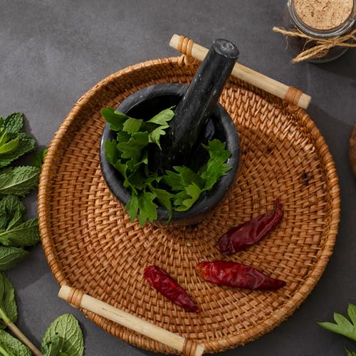 Marble Heavy Duty Mortar and Pestle Natural Marble Mortar and Pestle Set for Gourmet Cooking & Spice Grinding Make Fresh Guacamole, Salsa, Pesto, Stone Grinder Bowl, (7oz)