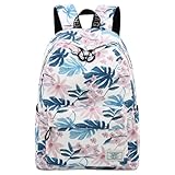 mygreen Backpacks for Kids, Flowers and Leaves Backpack Light Daypack School Bag Shoulder Bags Handbag White-Medium