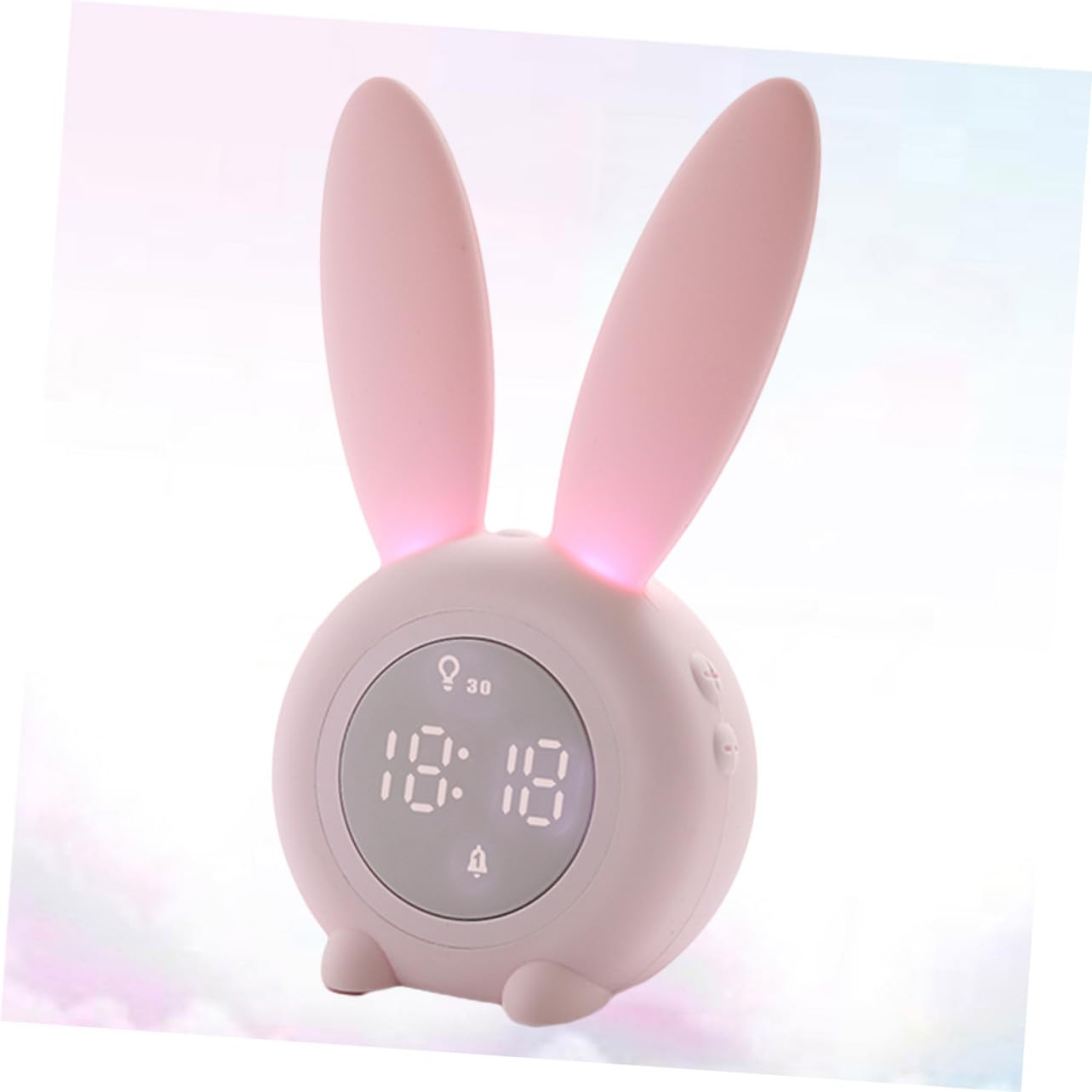 Lurrose Réveil Lapin Mignon LED Veilleuse, USB Rechargeable, Rose