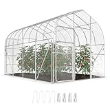 Outsunny Serre Tunnel 3x4 m avec Couverture PO, 2 Portes à Charnières, Serre Chauffante avec Structure Optimisée pour Jardin, Patio ou Pelouse, Transparente