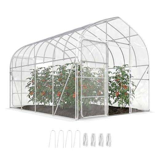 Outsunny Tunnelgewächshaus 3 x 4 m mit PO-Abdeckung, 2 Türen mit Scharnieren, beheizbares Gewächshaus mit optimierter Struktur für Garten, Terrasse oder Rasen, transparent