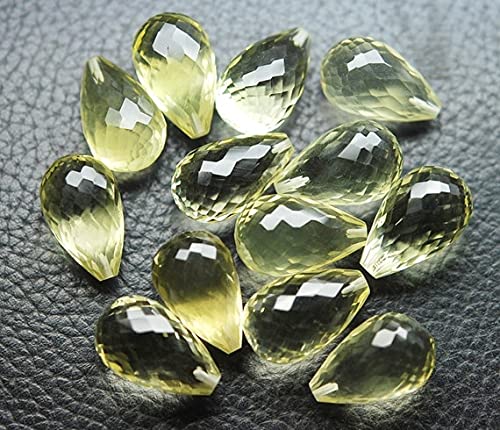 Quartz Citron Goutte Briolette 14x9mm Pierre Fine Naturelle Perle Facettée