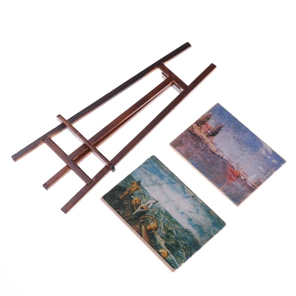 Juego de Caballete para Artista y 2 Pinturas de Madera, Mini Caballete para Artista, Tarjetero de Mesa de Madera para Boda, Soporte de exhibición, decoración