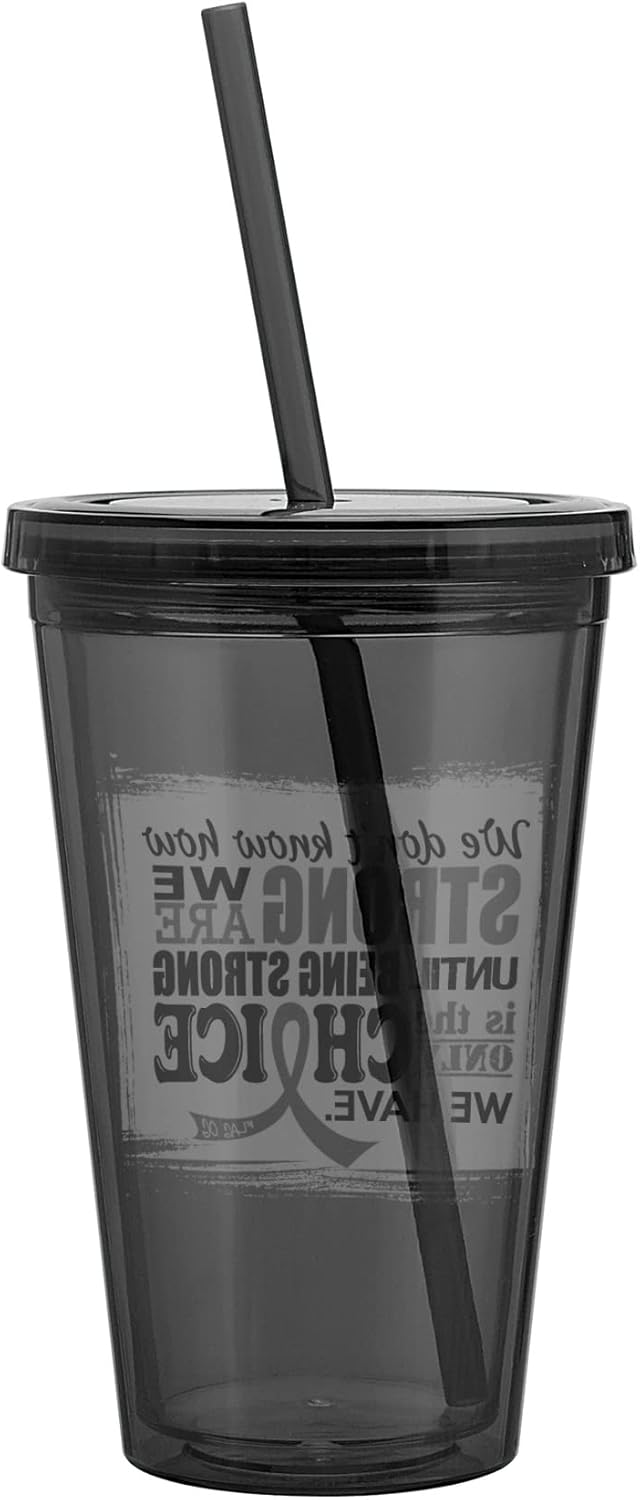 Best Promo How Strong We Are Acrylic Tumbler with Straw for Brain Cancer/Tumor, Diabetes, Parkinson's Disease Awareness - Grey Lowest Price How Strong We Are Acrylic Tumbler with Straw for Brain Cancer/Tumor, Diabetes, Parkinson's Disease Awareness - Grey
