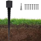 Confezione da 1 picchetto di ancoraggio per recinzione, 4 x 4, resistente, base in metallo da 81,3 cm (adatta a 9,1 x 9,1 cm), verniciato a polvere nero per cassette postali, ponte, recinzioni
