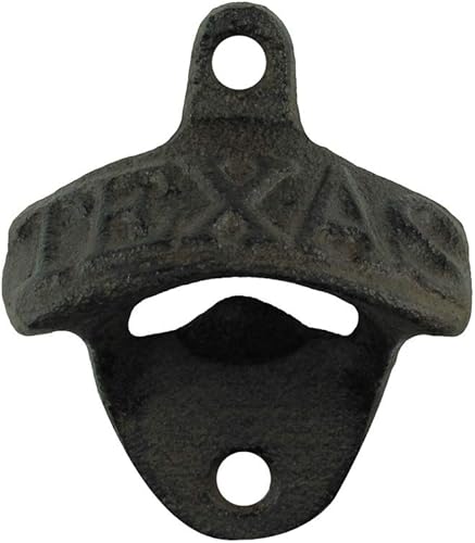 Treasure Gurus - Abridor de botellas de hierro fundido de hierro fundido Texas para montaje en pared, tapa de soda, decoración de bar rústico