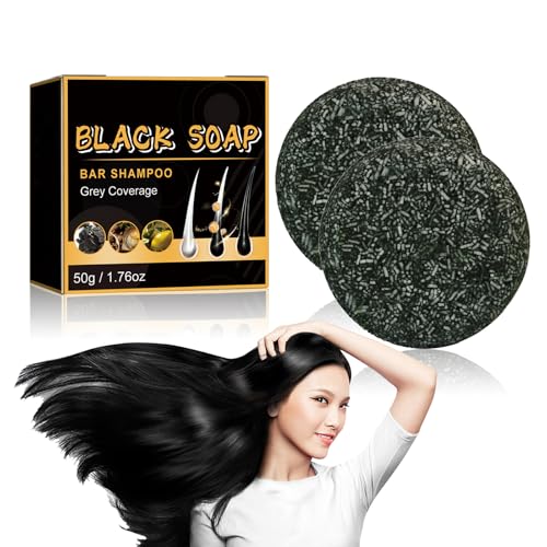 Tkekruh 2PC Sapone Grigio Lucido 50g, Barra Shampoo per Scurire i Capelli, Nutrire le Radici dei Capelli, Restore Natural Hair Color, Favorisce la Crescita dei Capelli, Repairing