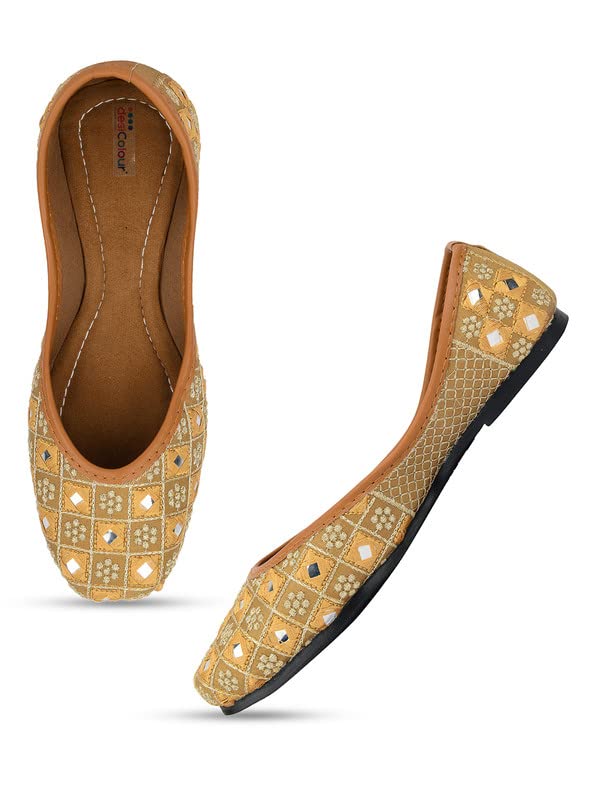desi colour Mojari Punjabi Jutti for Women Ethnic Footwear- Mirror Emb-picture-21