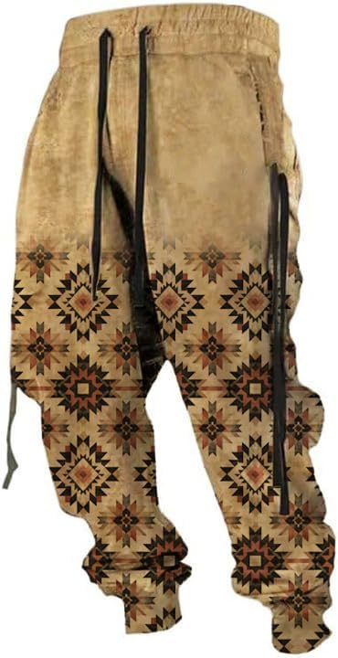 MARSVOVO Native American Pants Men's Aztec Graphic Drawstring Waist with Pocket Cool Joggers Plus Size Pant Sweatpants