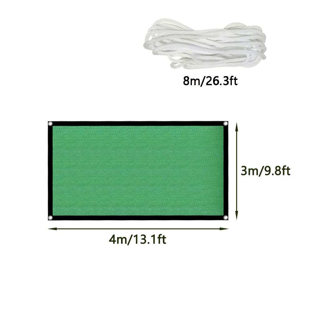 SENRISE 3 * 4m/9.8 * 13.1ft Green Sun Shade Sails Canopy, Shade Sail UV Block for Patio Garden Outdoor Facility and Activities Easy Setup Mesh Canopy Cover with Grommets