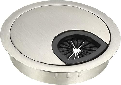 Miniatura 19 de uxcell Cubierta de orificio para cable, 2.4 pulgadas/2.362 in, aleación de zinc, para escritorio, ojales, cubierta de agujero para oficina, Negro
