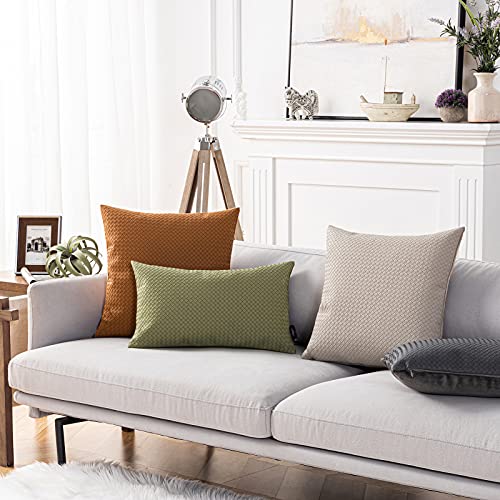 Phantoscope Pack Of 2 Faux Leather Pillow Covers - Woven Leather Throw Pillows - Modern Halloween Fall Farmhouse Decorative Pillowcases Couch Pillows, Brown 18X18 Inches #TOP5