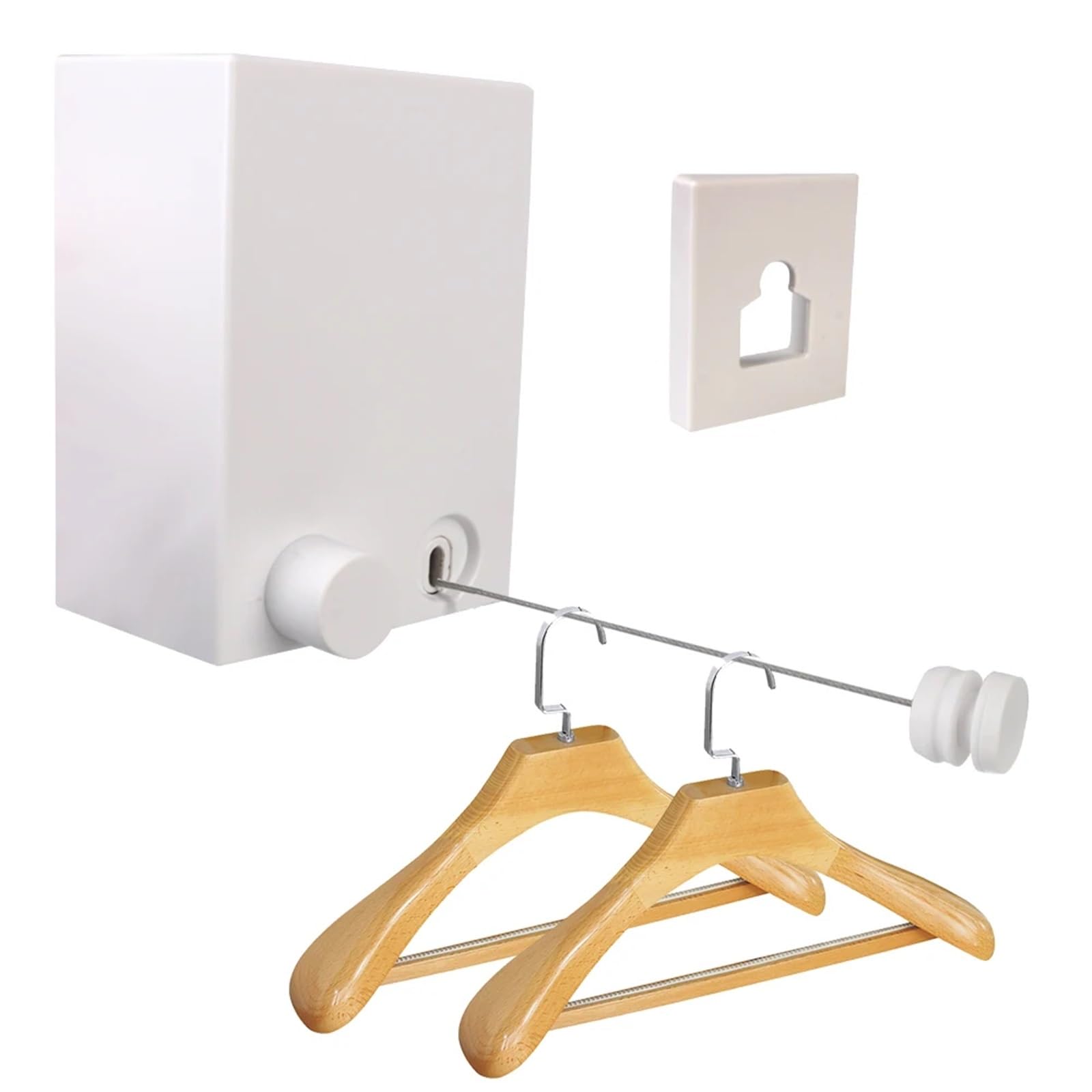 Einziehbare Wäscheleine for Waschen von Kleiderbügeln, Wäschetrocknungslinie for den Innen- und Außenbereich, an der Wand montierter Balkon, unsichtbare Trockenleinen