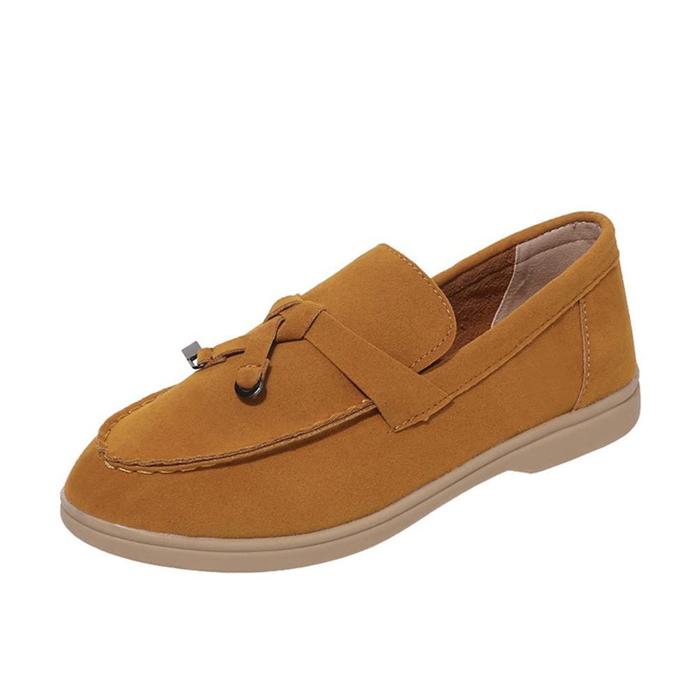 Mocassins En Daim Pour Femme - Chaussures Plates à Enfiler, Confortables - Idéales Pour Shopping, Détente