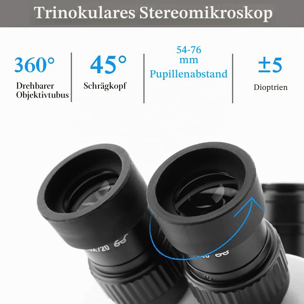 3,5X-90X Trinokular-Stereo-Zoom-Mikroskop Einstellbarer Tri-Vision-Arbeitsabstand von 30 bis 165 mm für die Elektronikindustrie, Hardware-Verarbeitung(European regulations)