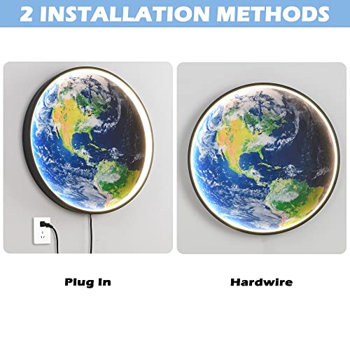 Prolee Dimmable Earth Wall Scone 20" Moon Lamp 24W Plug In Led Moon Light Remote Control Wall Mounted Earth Wall Decor #TOP3