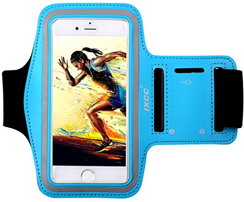 iXCC iPhone 6 / 6s Armband, Sports Running Armband with Key Holder and Dual Arm-Size Slots for iPhone 6, 6s, 5s, 5, 5c, SE, iPod MP3 Player - Blue